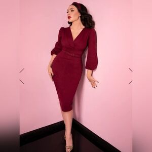 NWT Vixen by Micheline Pitt Bawdy Wiggle Dress in Burgundy